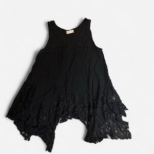 Black Lace Hem Blouse